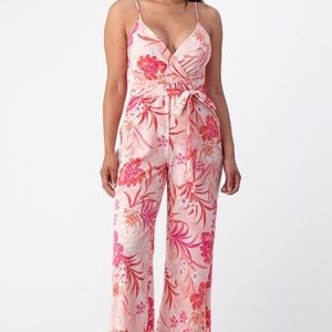 Floral Coral pants romper